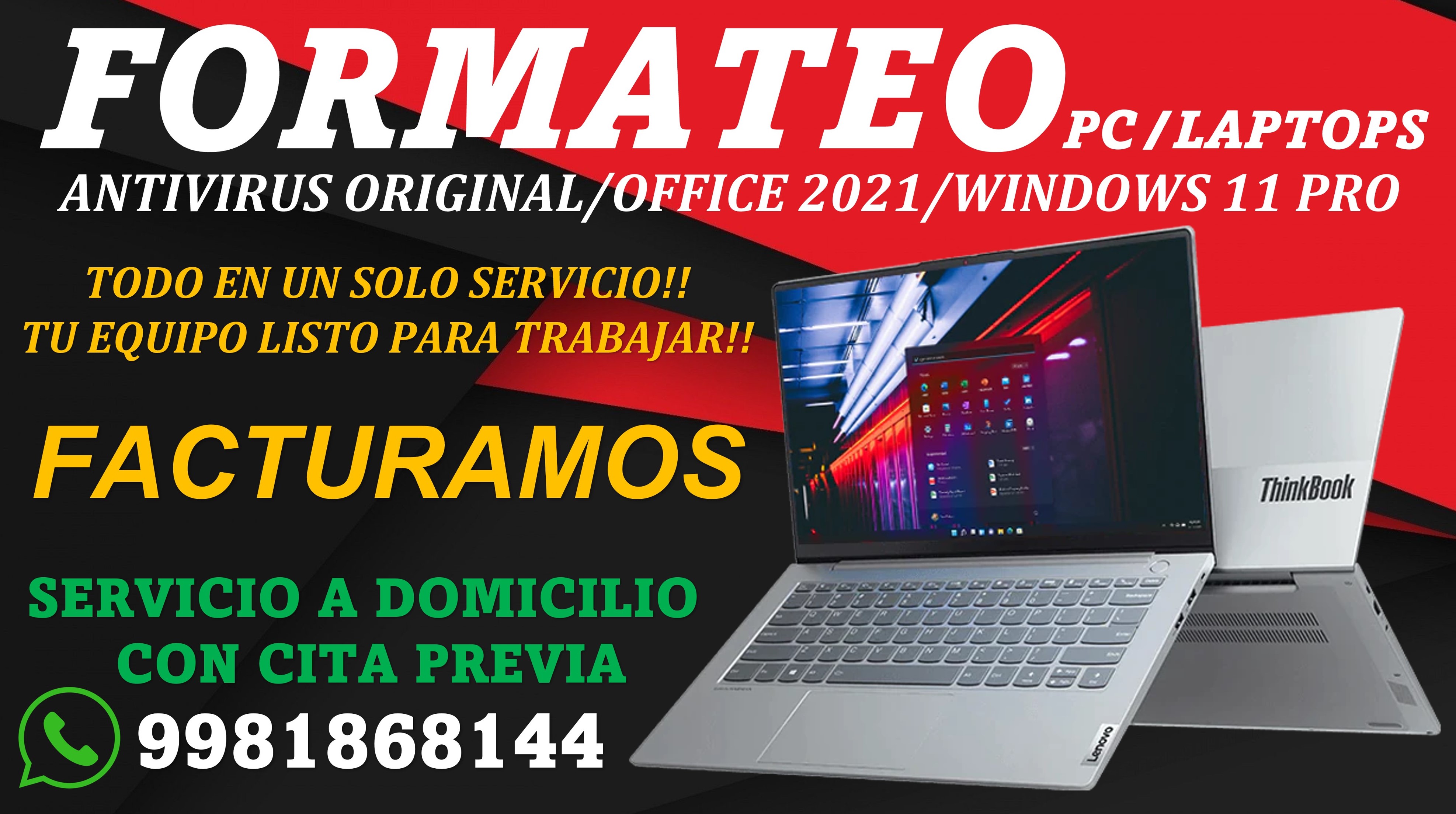 FORMATEO DE PC/LAPTOPS A DOMICILIO